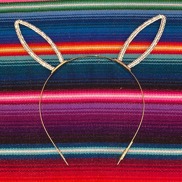 BCBGMaxAzria Gold and Rhinestone Bunny Ears Headband - Picture 3 of 6